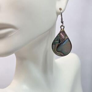 alpaca mexico silver teardrop inlaid mother of pearl abalone pierced earrings
